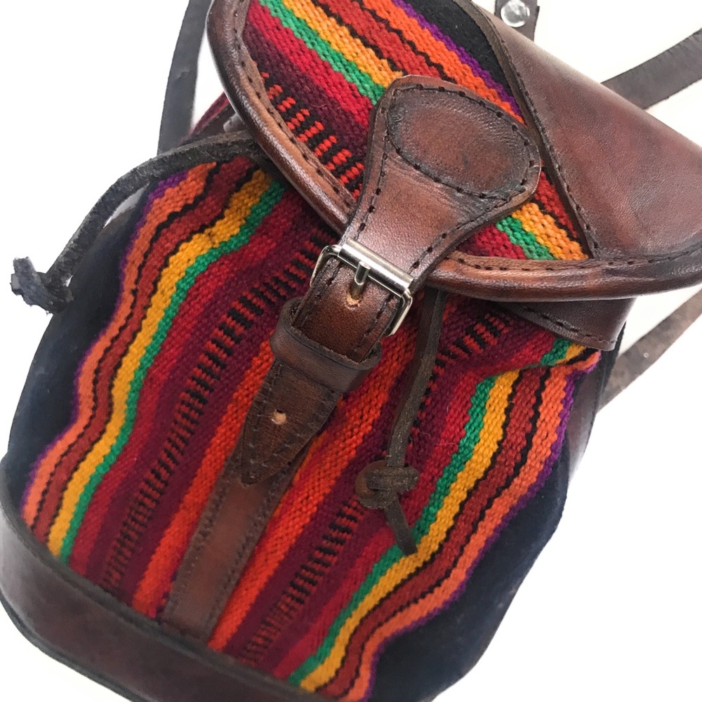 Mini Peruvian Wool and Leather Backpack.